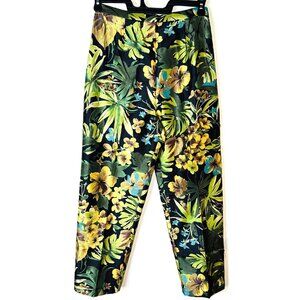 Jessica Howard Tropical Floral Print Pants Size 12 Elastic Waist Back zipper